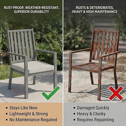 RoyalCraft Aluminum Outdoor Patio Chairs Set of 4, Outdoor Chairs with Waterproof Cushions, Outdoor Dining Chairs with Armrests, Metal Patio Furniture Set for Porch, Balcony, Deck, Backyard, Grey