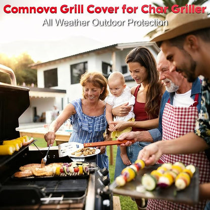 Comnova Grill Cover for Char Griller Flat Iron 4-Burner Gas Griddle - 600D Premium Gas Griddle Cover for Char Griller Waterproof & Heavy Duty, Fits E8936, 8036 Models - 63.8"L x 23"W x 37.9"H (8075)