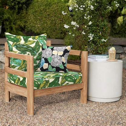 DYTXIII Outdoor Deep Seat Cushion Set, Water Repellent 24"x24" Patio Thick Cushions Replacement with Seat & Back Pillow for Patio Sofa, Wicker Chair, Couch - Lush Leaf Jungle