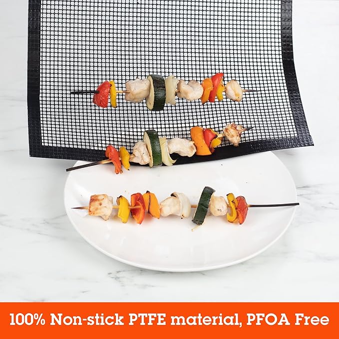 Camerons Grilling Mesh 2 Pack (13.25"x18") - Heavy Duty 100% Non-Stick Reusable Cooking Mesh - Use in Outdoor BBQ Grill & Indoor Oven - Heat Safe up to 500° F - Barbecue Grilling Gift for Fathers Day