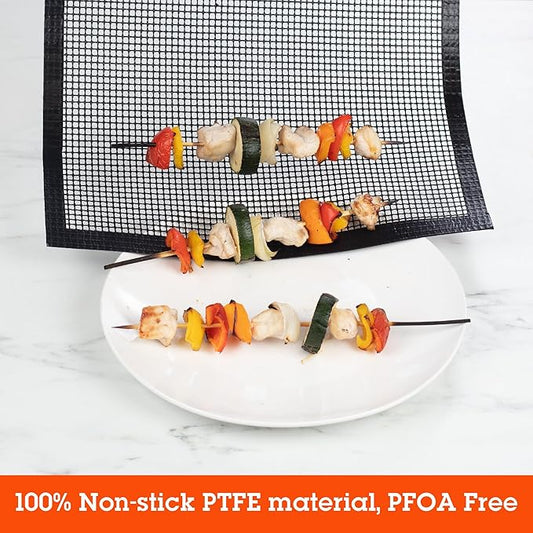 Camerons Grilling Mesh 2 Pack (13.25"x18") - Heavy Duty 100% Non-Stick Reusable Cooking Mesh - Use in Outdoor BBQ Grill & Indoor Oven - Heat Safe up to 500° F - Barbecue Grilling Gift for Fathers Day
