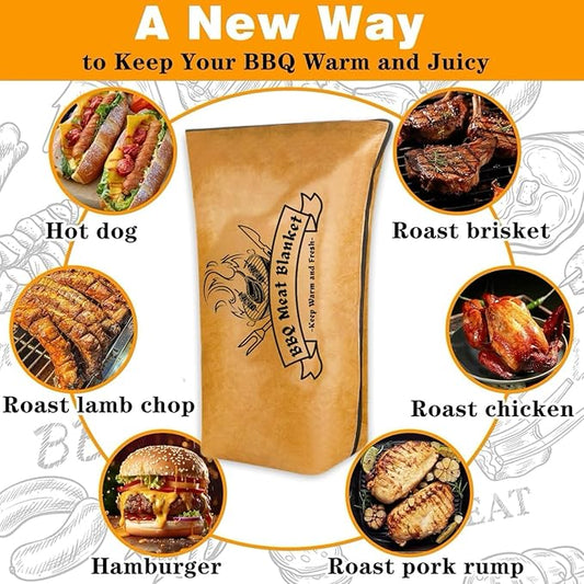 BBQ Blanket for Resting Meat,BBQ Brisket Blanket Meat Resting Blanket for Smoking, Reusable Smoker Grilling Meat Insulated Resting Bag with Wide Mouth for Large Brisket/Beef (Regular 21in)