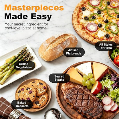 DUMOS Pizza Oven Indoor, 1600W Electric Pizza Maker Fast Heating, 4 Modes for 12 Inches Pizzas, with Stone & Spatula, Upper-Bottom Independent Heating Temperature Control