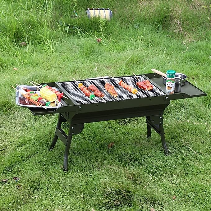 Portable Charcoal Grill for Camping BBQ Grills Outdoor Barbecue Grill Large BBQ Grill with Thermometer and Shelf, Camping Grill for Picnic Barbecue Oven, Charcoal Grills BBQ Rack,A-1