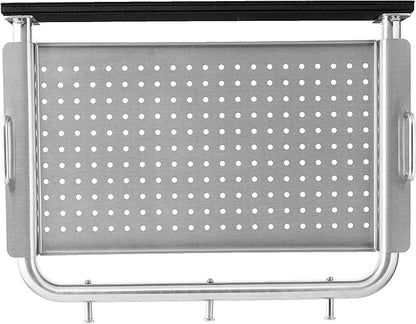 Pit Boss Deluxe Stainless Steel Grill Side Shelf – Removable Prep Tray with Tool Hooks – 19.02" L x 14.81" W x 2.76" H