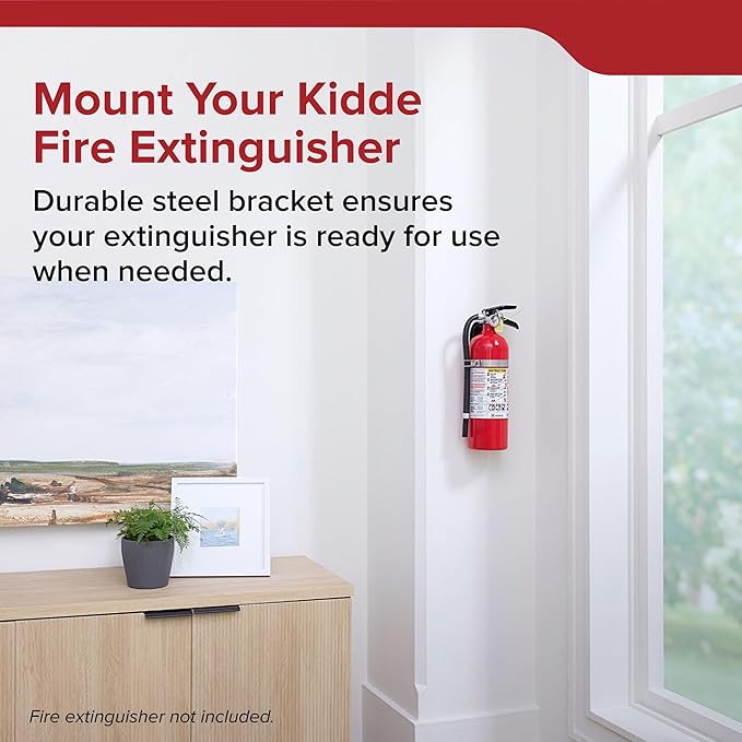 Kidde Fire Extinguisher Mount, Metal Strap Bracket, Heavy Duty, Compatible 5-Pound Fire Extinguishers, Black (Pack of 3)