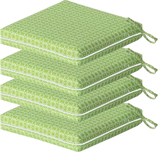COZYVIDA Outdoor Chair Cushions Set of 4, 20"x20" Square Seat Pads with Tie Straps and YKK Zippers, 30D High-Density Foam, Water-Resistant Fabric,UV-Resistant 1000+ Hrs