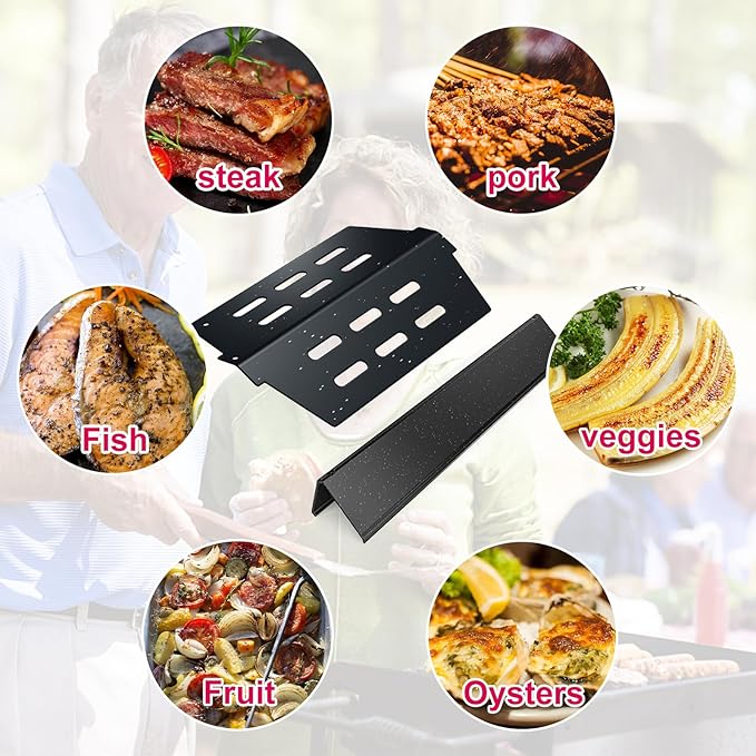Genesis Grill Parts for Weber Genesis 300 Series with Front Control Knob, Genesis E320 E330 S310 S320 S330, 17.5" Porcelain Steel Flavorizer Bars and Heat Deflectors Replacement for Weber 7620 7621