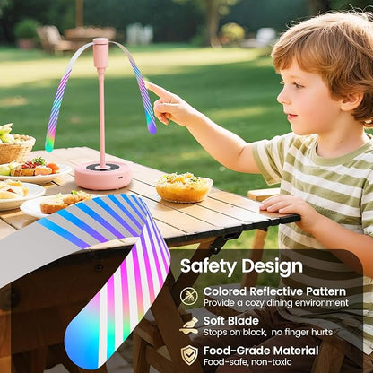 TriPole Fly Fans for Tables with Battery Display, Rechargeable, 20H Runtime | 2000mAh Rechargeable Food Fan, Quiet Operation, Flexible Neck for 360° Coverage Outdoor Fan for Picnic, Party, BBQ, Kitchen