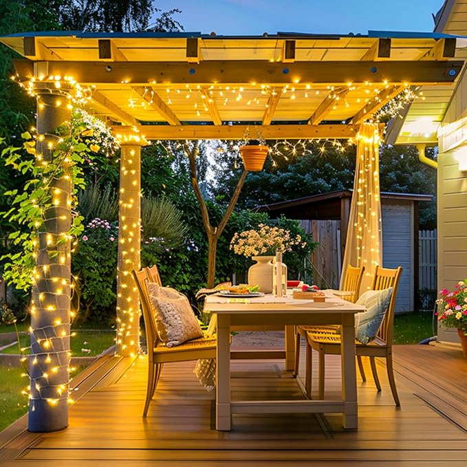 JMEXSUSS Outdoor String Lights Indoor for Bedroom, Classroom Lights Plug in | 200 LED 66 Ft Twinkle Christmas Tree Lights for Wedding Room Wall Yard Patio Classroom Decor, Connectable, Warm White