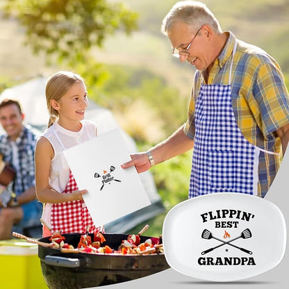 R HORSE Grandpa Grill Platter Gift, BBQ White Oval Melamine Serving Tray | Christmas, New Year, Birthday Gift for Grandpa Men, Ideal for Appetizer, Dessert, Salad, Outdoor Indoor Cooking Party
