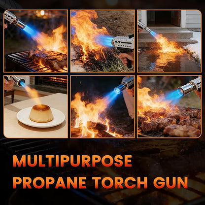 Propane Torch, Adjustable Flame Thrower Gun MAX 2462°F for BBQ, Grill, Campfire, Searing Steak, Cooking, Charcoal Lighter, Camping Gift Idea (Propane Tank Not Included)