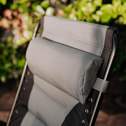 Backyard Expressions Deluxe XL Padded Recliner Zero Gravity Chair – Ergonomic Anti-Gravity Lounger with Folding Design, Side Tray, and Adjustable Headrest