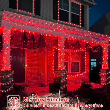 YEGUO 165ft 500 LED Halloween Lights Outdoor Waterproof, Red Christmas Lights Indoor, 8 Modes Clear Wire Fairy Light Plug in for Party Tree Wedding Xmas
