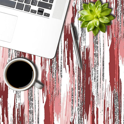 Abstract Striped Rectangle Tablecloth 60x120 Inch Red and White Old Texture Grunge Stripes Vintage Mosaic Dust-Proof Table Cover Protector for Kitchen Restaurant Picnic Camping BBQ Burgundy