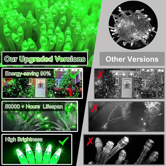 340 LED 90FT Christmas String Lights Outdoor, 12 Pro Modes and Timer Memory & Brightness, Plug in Outdoor Waterproof Clear Wire Twinkle Light for for Xmas Yard Tree Wedding Party Decor (Green)
