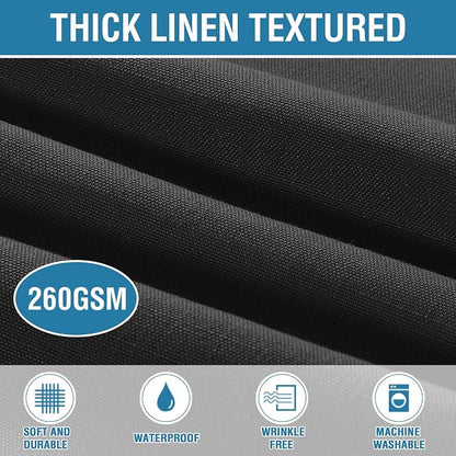 H.VERSAILTEX Linen Textured Table Cloths 60 x 60 Inch Premium Solid Tablecloth Spill-Proof Waterproof Table Cover for Dining Buffet Feature Extra Soft and Thick Fabric Wrinkle Free, Black