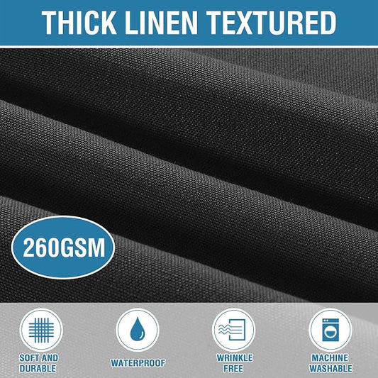 H.VERSAILTEX Linen Textured Table Cloths 60 x 104 Inch Premium Solid Tablecloth Spill-Proof Waterproof Table Cover for Dining Buffet Feature Extra Soft and Thick Fabric Wrinkle Free, Black