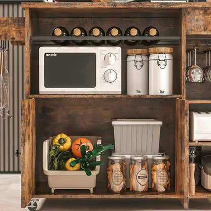 IRONCK Kitchen Island Cart with Wheels for Kitchen and Dining Room | Wine Rack, Drawers, Open Shelves, Storage, Drawer space