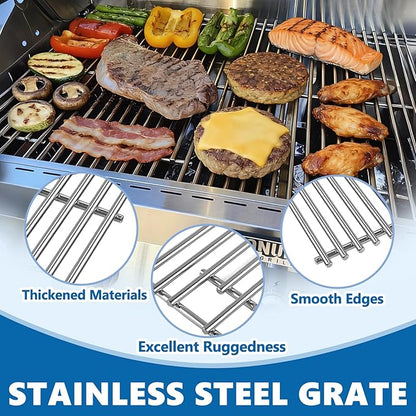 SafBbcue 97888 Grill Grates for Monument Grill 24633 13892 17842 24367 35633 41847NG Grill Replacement Parts, Stainless Steel Cooking Grids for Monument 35633R 35633B D405 D425 4-Burner Accessories