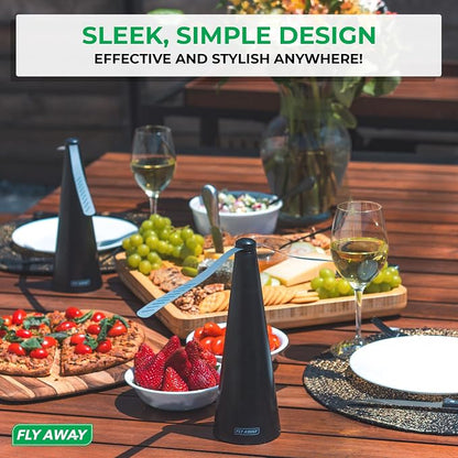 Fly Away - 3 Pack Outdoor Fly Repellent Fan, Outside or Inside Table use, Restaurant, Barbeque, Events, Deter Flies, Wasps, Bees, Other Moscas and Bugs Away, Battery Operated, Tabletop, Hanging Hook.