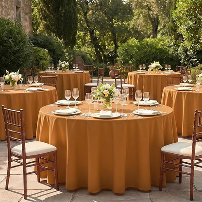 Fitable 6 Pack Bronze Round Tablecloths - 90 Inches in Diameter | Wrinkle & Stain Resistant, Washable Polyester Fabric, For Wedding Party Banquet Formal Events Fall Thanksgiving Harvest