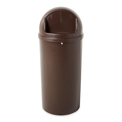 Rubbermaid Commercial Marshal Products Classic Outdoor/Indoor Trash Can with Lid, Round, 15-Gallon, Brown, Garbage Container/Waste Basket for Lobby/Office/Restroom/Restaurant/School
