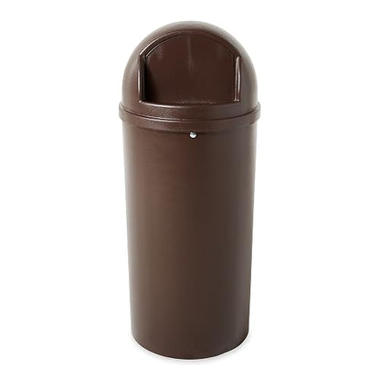 Rubbermaid Commercial Marshal Products Classic Outdoor/Indoor Trash Can with Lid, Round, 15-Gallon, Brown, Garbage Container/Waste Basket for Lobby/Office/Restroom/Restaurant/School