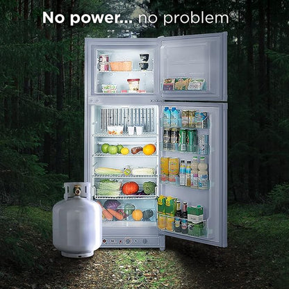 SMETA Propane Refrigerator, 2-Way Fridge with Freezer 9.4 Cu.Ft, 110V/Gas LPG Large Storage Refrigerator for Off-Grid, RV, Garage, Outdoor, Apartment Size, Reversible Door, Ultra-Quiet, White
