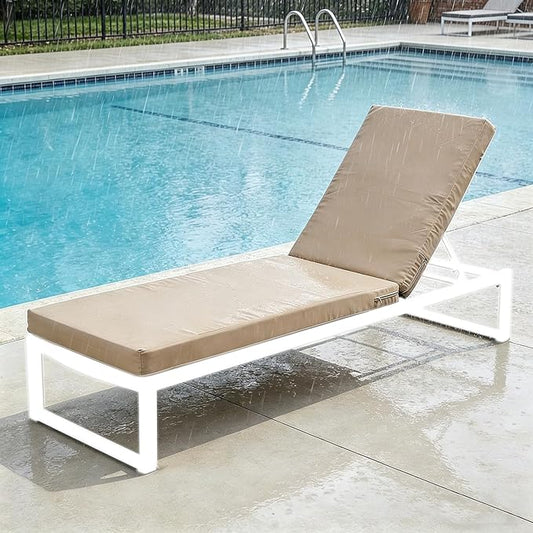 72x21 Inches Chaise Lounge Cushions Outdoor Replacement for Pool Side Waterpoof Patio Lounge Chair Cushions, Khaki