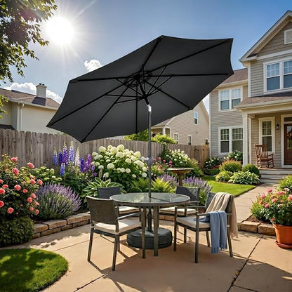 Greesum 9FT Outdoor Patio Umbrella, Table Umbrella for Yard, Market, Heavy-Duty Waterproof Pool Umbrella with 8 Sturdy Ribs, UV Protection for Beach, Deck, Garden, Backyard