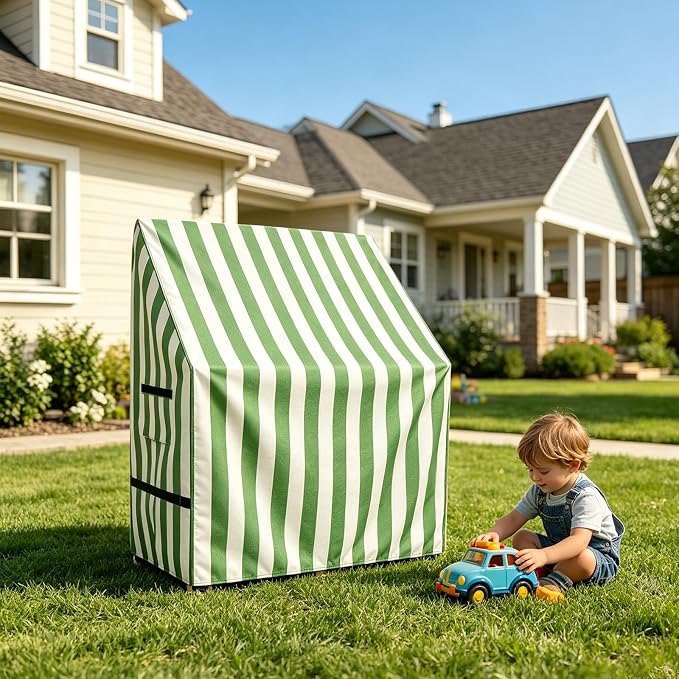 Kids Outdoor Mud Kitchen Cover, Heavy Duty Waterproof & Anti-UV Dustproof Outdoor Wooden Play Kitchen Covers, 31.5" W x 15.7" D x 35.4" H, Cover Only(Green)