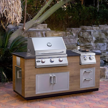 Hygrill Double Side Burner, Built In Double Grilling Side Burners for Outdoor Kitchen, Outdoor BBQ Grill Island, Natural Gas Version