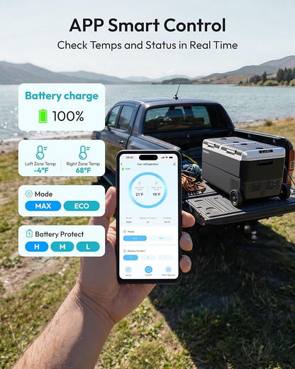 EUHOMY 12 Volt Refrigerator, 80QT(75L) Dual Zone Electric Cooler APP Control, IPX4 Waterproof Car Refrigerator -4℉~68℉, Car Fridge 12/24V DC 100-240V AC, Portable Car Freezer for Camping, Travel, RV