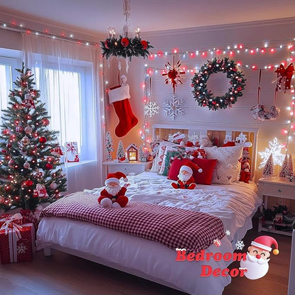 JMEXSUSS 200 LED Red and White Christmas Lights, 66ft String Lights Plug in | Connectable, 8 Modes, Green Wire Twinkle Christmas Lights for Tree Bedroom Mantel Fireplace Porch Yard Indoor Outdoor Decor