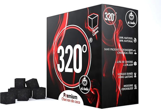 320° 4kg Premium Hookah Shisha Coconut Charcoal Coal (26mm Cubes) for BBQ - 256 Cubes