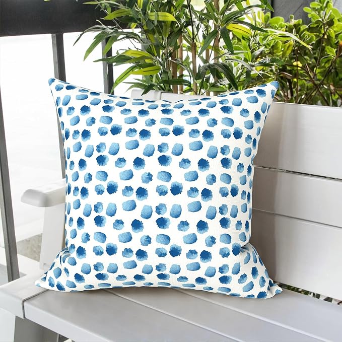 LVTXIII Outdoor Pillow Covers 20x20 Inch, 2 Pack Large Square Throw Pillow Cases, Fade-Resistant Cushion Covers for Patio Furniture Sofa, Garden Porch, Brush Blue