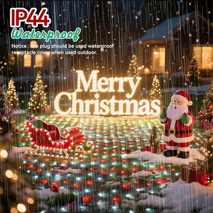LitHome 14.8FT x 5FT Christmas Net Lights Outdoor Waterproof Connectable | 8 Modes 300 LED Red White Bush Lights, Net Mesh Light Dark Green Wire for Bushes Shrubs Outdoor Christmas Holiday Decor