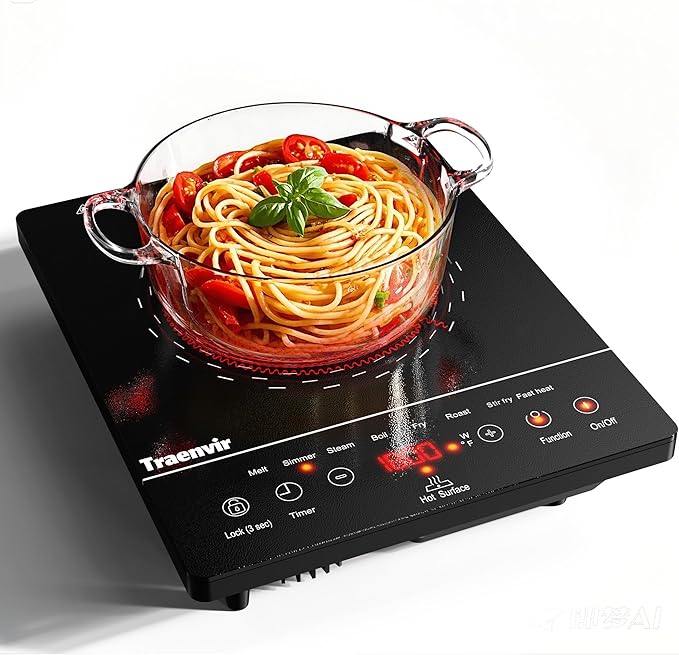 Single Burner Electric Cooktop, Portable Electric Stove One Burner, 1800W Ceramic Cooktop with Touch Control, Child Safety Lock, 4 Hour Timer, Overheat Protection, 110V - 120V Plug in
