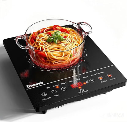 Single Burner Electric Cooktop, Portable Electric Stove One Burner, 1800W Ceramic Cooktop with Touch Control, Child Safety Lock, 4 Hour Timer, Overheat Protection, 110V - 120V Plug in
