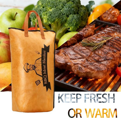 BBQ Blanket for Resting Meat,21inch Reusable Smoker Meat Resting Blanke,Wide Mouth with Handle for Large Brisket/Beef/Pork Shoulders (Khaki)