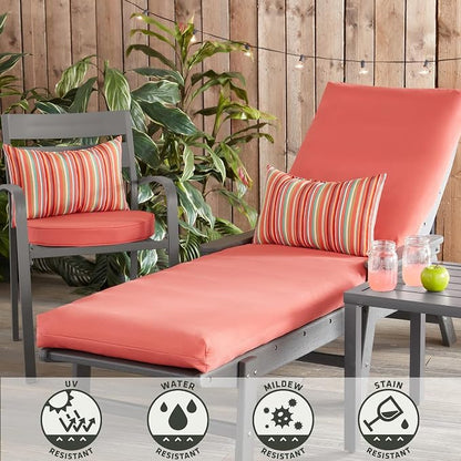 Outdoor Reversible Chaise Lounge Chair Cushion, Dusk Pink