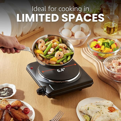 Elite Gourmet Countertop Electric Burner, 1000W Cast Iron Hot Plate, 7 Heat Settings, Portable Cooktop for RV, Dorm, Office & Small Kitchens, Road-Ready & Compact (Pack of 4)