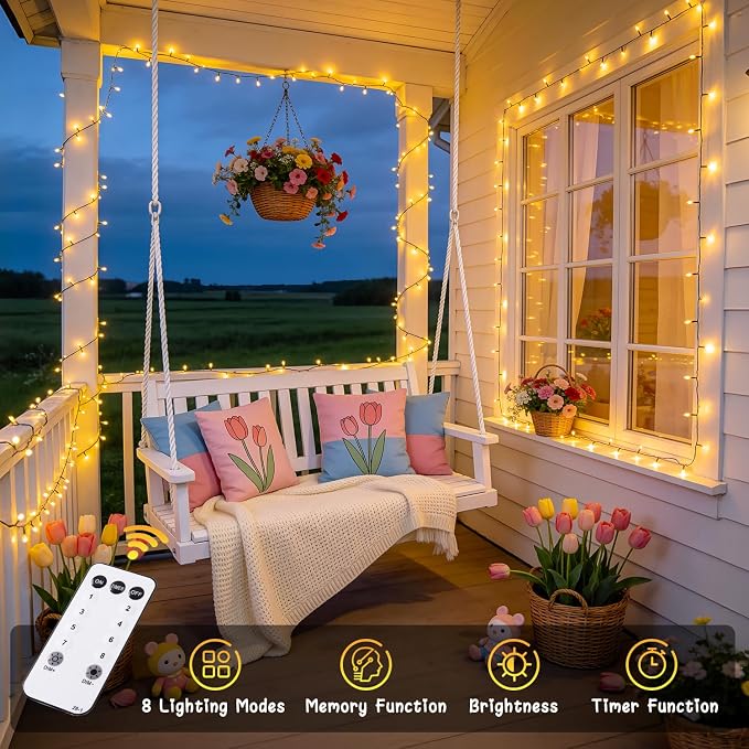 JMEXSUSS 500 LED Christmas Lights Outdoor, Classroom String Lights Plug in | 173ft, 8 Modes, Remote Control, Waterproof Warm White Christmas Tree Lights for Outside Ceiling House Xmas Classroom Decor