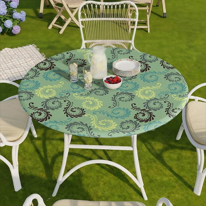 opstellen Fitted Round Tablecloth Non Slip Table Cloth Vinyl Inside Outside Circle Cover for 36-44" Tables Dining Kitchen Family Festival Kit Gifts Summer Fall Patio Picnic Glamping Vacation Equipment