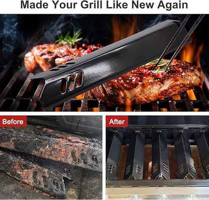 15 inch Porcelain Grill Heat Shields Replacment for Dyna-Glo DGF510SBP, DGF493BNP, Set of 4 Barbeque Grill Heat Plates for Backyard Grill Replacement Parts BY15-101-001-02, BY13-101-001-13, GBC1460W
