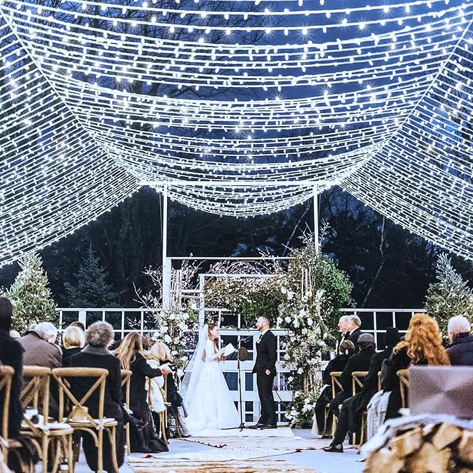82FT 250 LED Outdoor String Lights, White Christmas Lights Indoor | Plug in Waterproof 8 Modes Clear Wire String Twinkle Lights for Bedroom Outside Patio Xmas Party Holiday Decorations