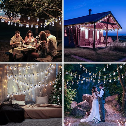 Solar String Lights Outdoor, 24FT Solar Patio Lights, String Lights for Outside, Waterproof 8 Modes Hemp Rope Lights with 20 Shatterproof LED Bulbs for Garden Yard Fence Balcony Camping Decor - White