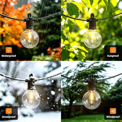 Kawaya Upgarded 100FT Outdoor String Lights with 50+2 G50 Globe Blubs, IP65 LED Patio Lights Outdoor Waterproof, Shatterproof Hanging Lights Outside for Porch Bistro Backyard Gazebo Balcony Cafe