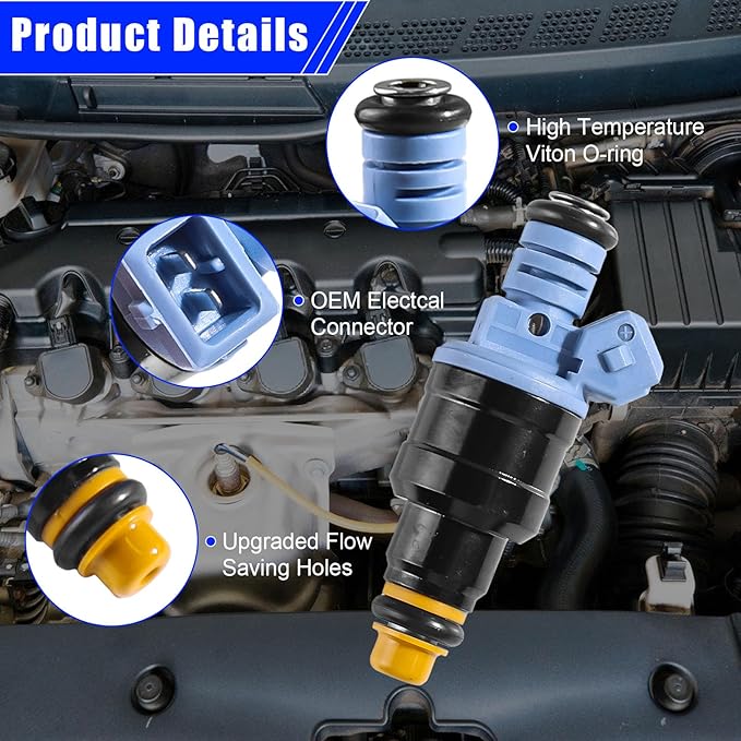 Set of 8 Fuel Injectors Replacement for Chevy Camaro, Corvette, Impala & Ford F-250 F-350 Mustang – OE 0280150947 0280150965 0280155715